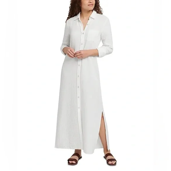 NWT FAHERTY Dream Cotton Gauze Maxi Shirt Dress Sz XS - Picture 2 of 11